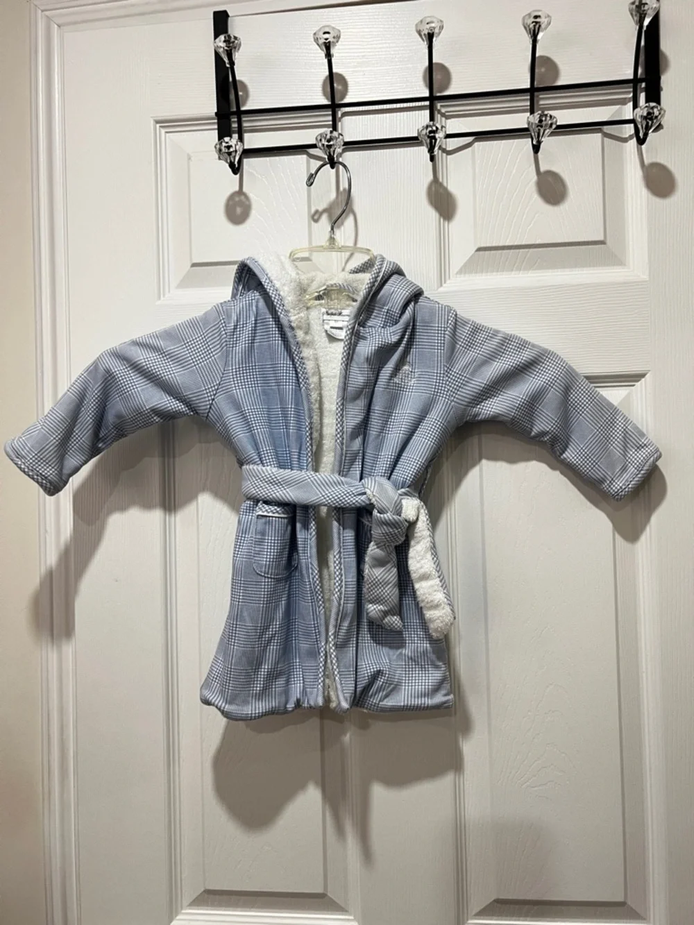 Ralph Lauren Pima Cotton Plaid Hooded Robe Checkered Terrycloth Lining 9Months